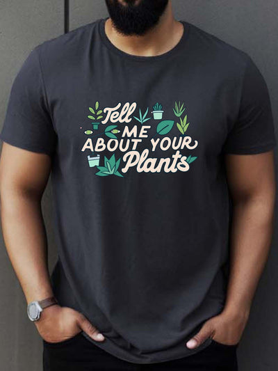 Plants Letter Print: A Stylish and Casual Summer Basic T-Shirt for Men