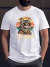 Comic-Inspired Sunglasses: Cat Pattern Men's Chic T-Shirt for a Stylish Summer Outdoor Look - A Perfect Gift for Men