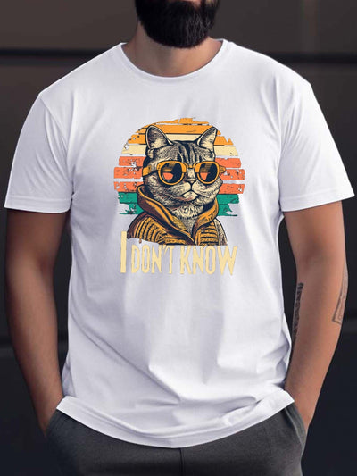 Comic-Inspired Sunglasses: Cat Pattern Men's Chic T-Shirt for a Stylish Summer Outdoor Look - A Perfect Gift for Men