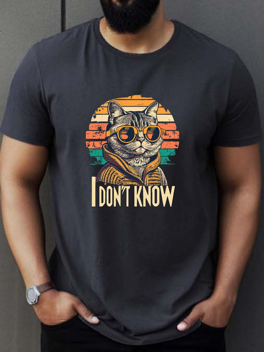 Embrace your inner cat lover with our Comic-Inspired Sunglasses: Cat Pattern Men's Chic T-Shirt! Perfect for a stylish summer outdoor look, this shirt is the purr-fect gift for any man. Made with high-quality material, it ensures both comfort and style. Show off your fashion sense with this unique and trendy tee.