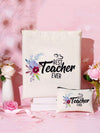 Chic and Practical Back-to-School Gift: Letter Print Tote Bag with Makeup Bag Set - Perfect for Teachers!