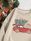 Fashionably Cozy: Plus Car and Slogan Graphic Thermal Lined Sweatshirt