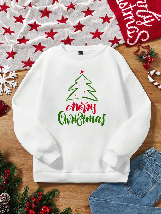 Get into the holiday spirit with our Cozy Christmas Vibes sweatshirt! Featuring a festive Christmas tree and letter print, this drop shoulder design is perfect for staying warm and stylish. Made with a soft and comfortable material, it's the perfect addition to your cozy holiday wardrobe.