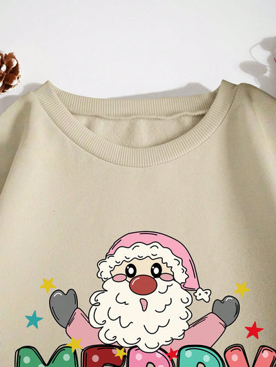 Festive Comfort: Christmas Santa Claus Print Thermal Lined Sweatshirt to Keep You Cozy