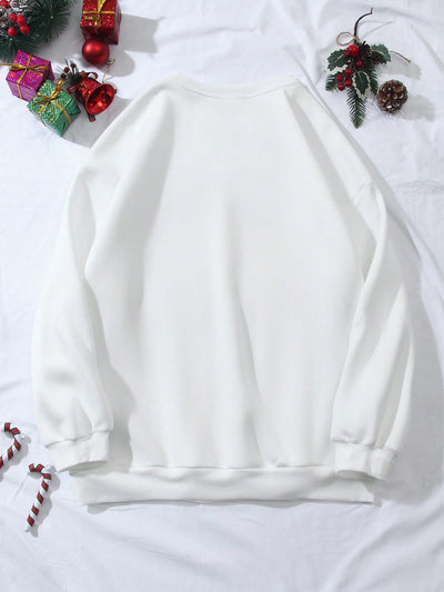 Cozy Christmas Delight: Christmas Tree Pattern Thermal-Lined Sweatshirt