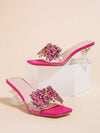 Glamorous Rhinestone Clear Sculptural Heeled Sandals: The Perfect PVC Mule Sandals for Women