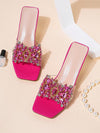 Glamorous Rhinestone Clear Sculptural Heeled Sandals: The Perfect PVC Mule Sandals for Women