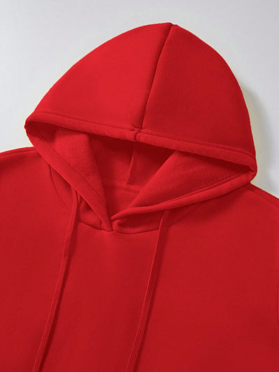 Cozy Christmas: Thermal-Lined Drawstring Hoodie with Kangaroo Pocket