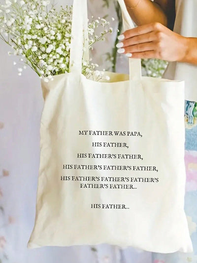 Stylish and Practical: Letter Print Canvas Shopping Bag for Daily Life, Travel, and Work