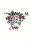 Festive Vibes: Christmas Cow Pattern Thermal Lined Sweatshirt to Keep You Cozy!