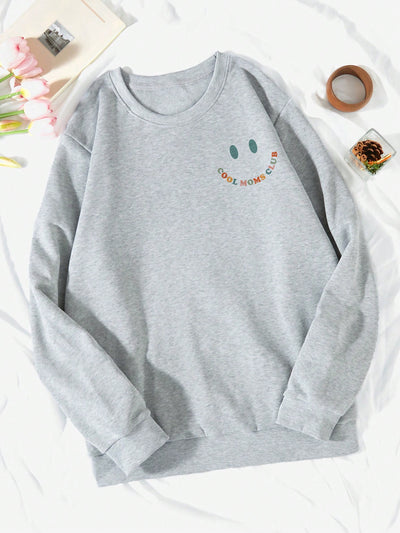 Slogan Expression Print Thermal-Lined Sweatshirt: Stay Cozy and Fashionable with this Trendy Winter Essential!