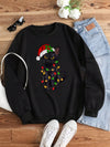 Festive Feline Fun: Christmas Cat Print Thermal-Lined Sweatshirt