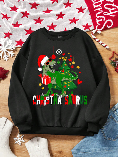 Enjoy a stylish holiday look with this Festive Christmas Print Drop Shoulder Sweatshirt. This fashion-forward piece is crafted with a comfortable drop-shoulder design and features a festive Christmas print — perfect for a breezy seasonal look.