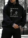 Bold and Stylish: Men's Slogan Figure Graphic Kangaroo Pocket Drawstring Hoodie