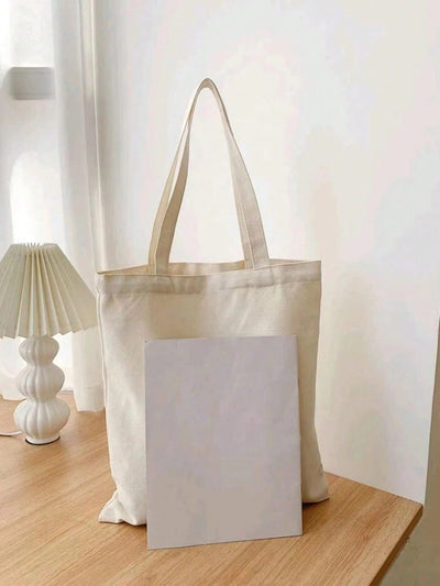 Letter Print Canvas Shopping Bag: Stylish, Spacious, and Environmentally Friendly Tote for Your Everyday Needs!