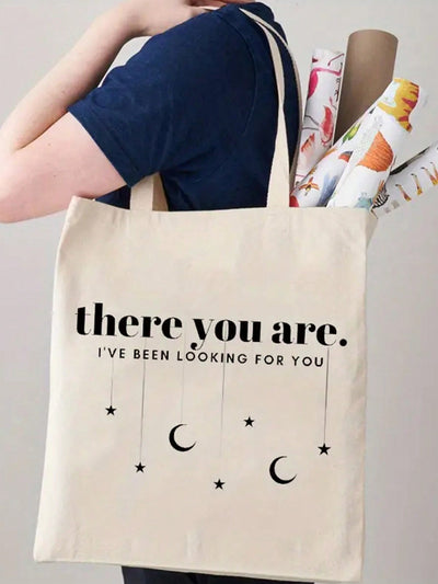 This Letter Print Canvas Shopping Bag is the perfect choice for stylish, spacious, and environmentally friendly tote for your everyday needs. Made from high-quality canvas material, it is durable and can hold all your items with ease. Its letter print design adds a touch of elegance while also promoting sustainability. Upgrade your shopping experience with this must-have tote!
