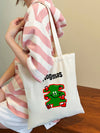 Stylish Beige Canvas Tote Bag with Charming Christmas Tree Print - Perfect for Holiday Shopping!