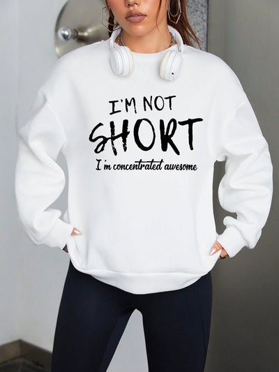 Stay Cozy and Trendy with Our Slogan Graphic Drop Shoulder Sweatshirt