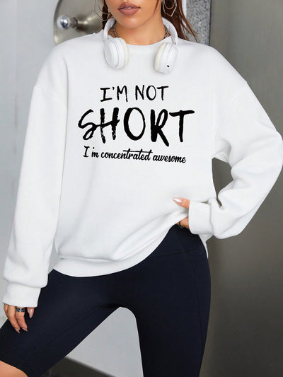 Stay Cozy and Trendy with Our Slogan Graphic Drop Shoulder Sweatshirt