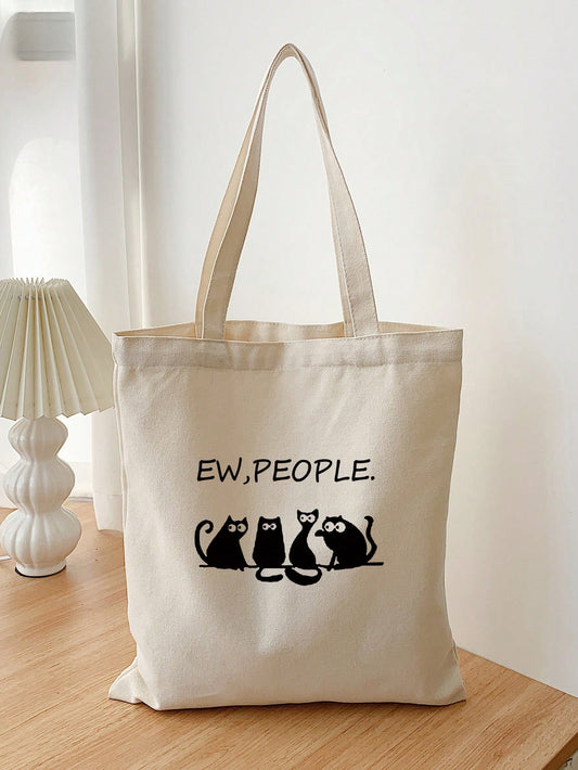 Expertly crafted with a charming design, the Whimsical Charm tote bag features a durable beige canvas material and four playful black cats facing left. Perfect for any cat lover, this tote bag adds a touch of whimsy to any outfit while providing reliable functionality.