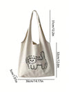 Charming Cat Print Canvas Tote Bag: The Perfect Companion for Shopping and Daily Errands