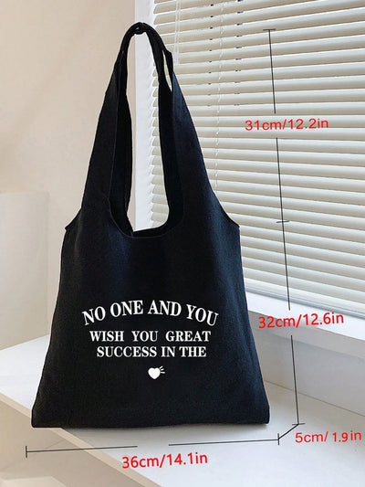 Stylish Black Canvas Tote Bag: Perfect for Shopping and Outings!
