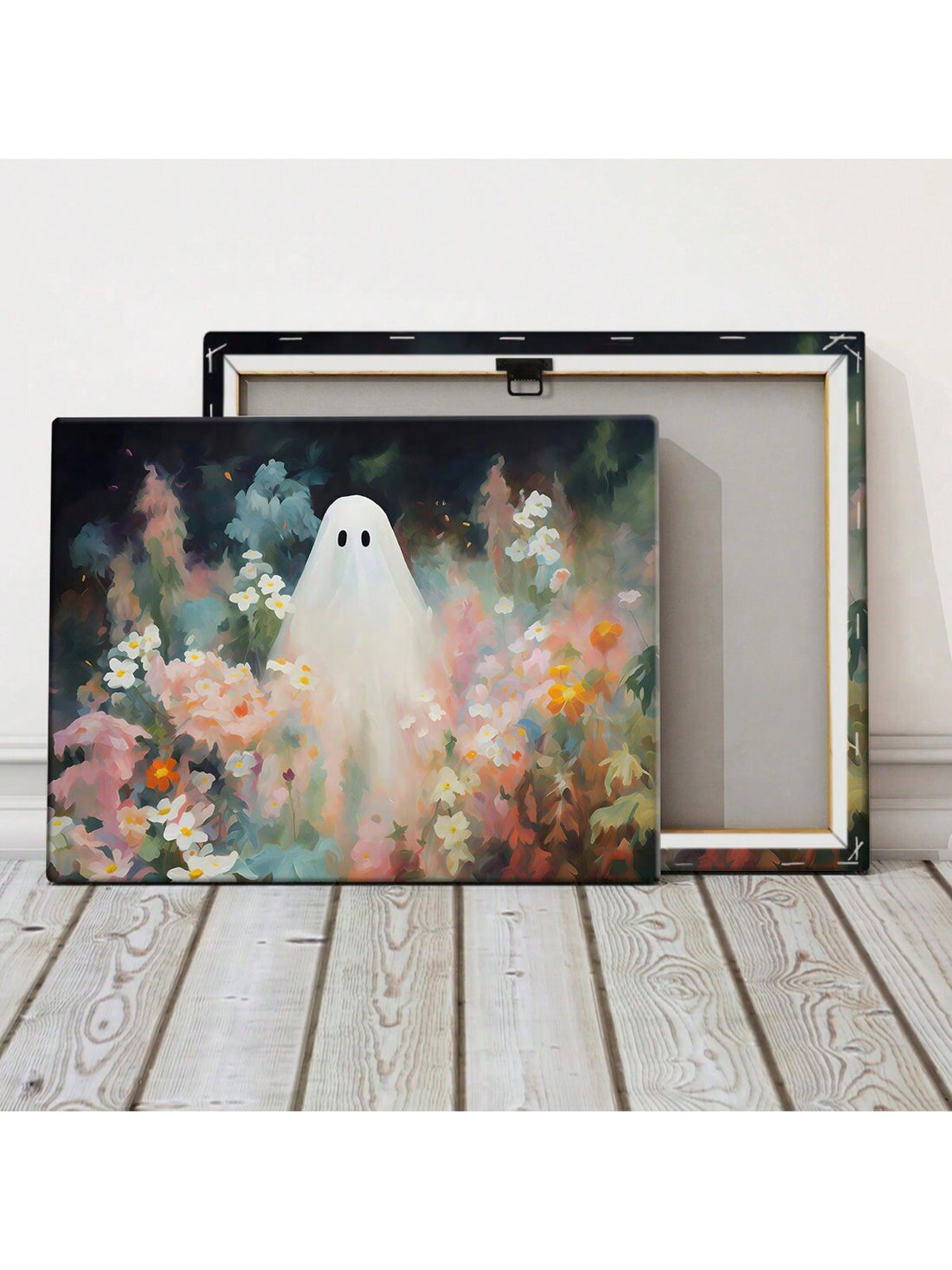 Add a touch of mystery and elegance to your home with our Ghost Among Flowers Wooden Framed Canvas Art. This unique piece features a ghostly figure seamlessly blending in with a beautiful flower arrangement. Made with high-quality materials, this piece is a perfect addition to any home decor.