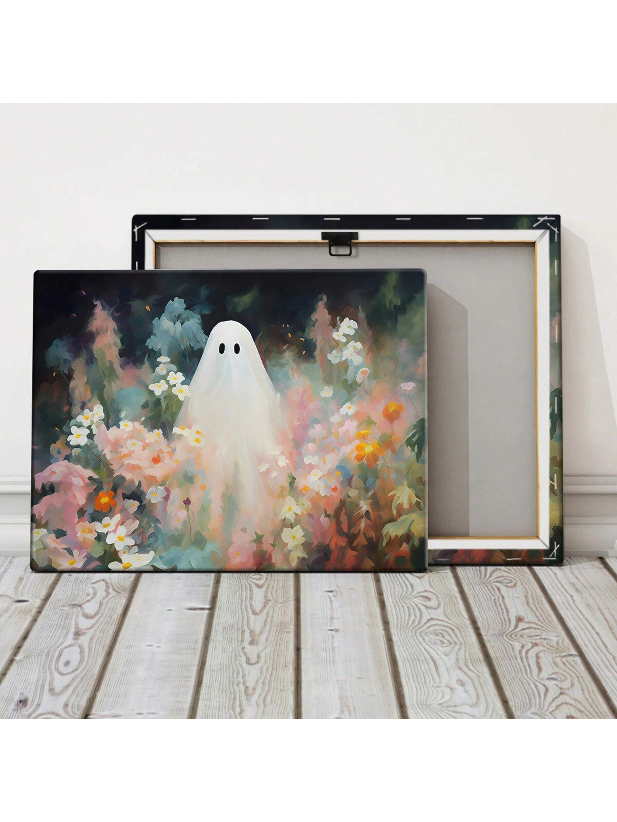 Add a touch of mystery and elegance to your home with our Ghost Among Flowers Wooden Framed Canvas Art. This unique piece features a ghostly figure seamlessly blending in with a beautiful flower arrangement. Made with high-quality materials, this piece is a perfect addition to any home decor.