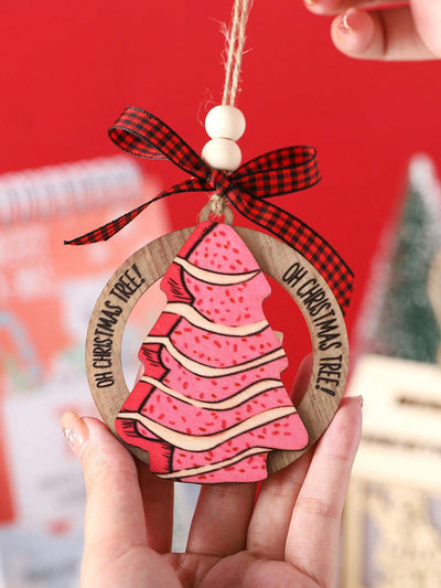 Whimsical Wooden Christmas Tree Pendant for Festive Home Decor