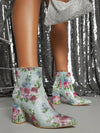 Stylish Floral Chunky Heel Booties: Elevate Your Style with Geometric Boots