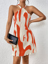 Sun-Kissed Style: Spring Break Graphic Print Halter Neck Dress