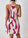 Sun-Kissed Style: Spring Break Graphic Print Halter Neck Dress