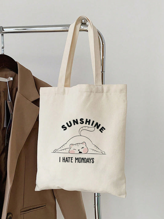 Stylish and Spacious: Cat Lying In The Sun Themed Canvas Tote Bag for All Your Essentials