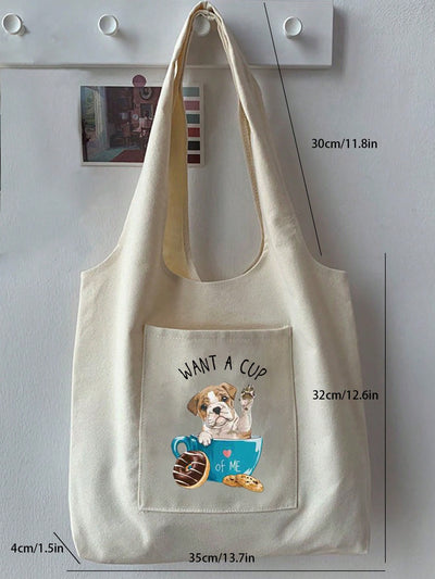 Stylish and Versatile Women's Tote Bag With Dog Pattern - Perfect for Any Occasion!