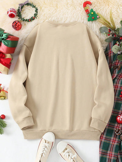 Cozy Christmas Print Thermal Lined Sweatshirt: Stay Warm and Stylish this Holiday Season!