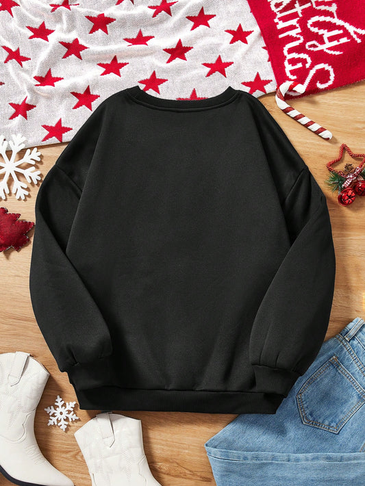 Essence of Christmas: Festive Print Drop-Shoulder Sweatshirt