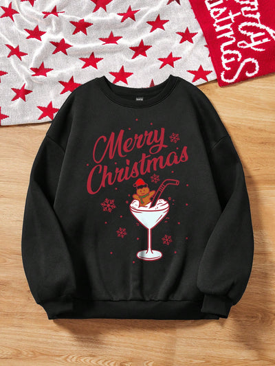 Essence of Christmas: Festive Print Drop-Shoulder Sweatshirt