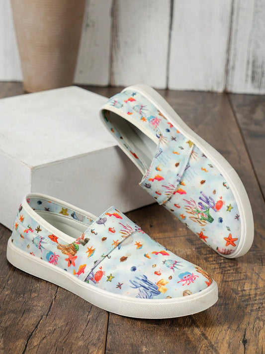 Elevate your sneaker game with these Ocean Pattern Casual Sneakers. Designed for comfort during outdoor activities, they feature a unique flat sole and beautiful light-colored flower design. Perfect for the new autumn season, these sneakers add a touch of style to any outfit.