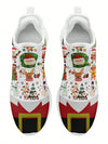 Cartoon Santa Claus Reindeer Printed Athletic Shoes: Perfect Fit for Women's Christmas Fun and Outdoor Activities