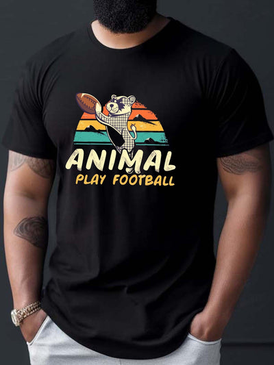 Playful Raccoon: Men's Casual Summer Tee with Football Print