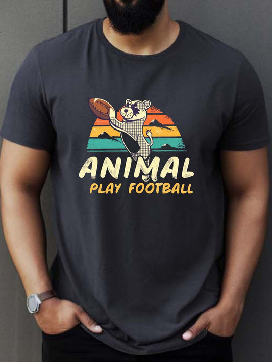 Introducing a playful and stylish addition to your summer wardrobe - the Playful Raccoon: Men's Casual Summer Tee with Football Print. Made with comfortable fabric and featuring a fun raccoon and football design, this tee is perfect for any casual occasion. Show off your playful side with this unique and trendy tee.
