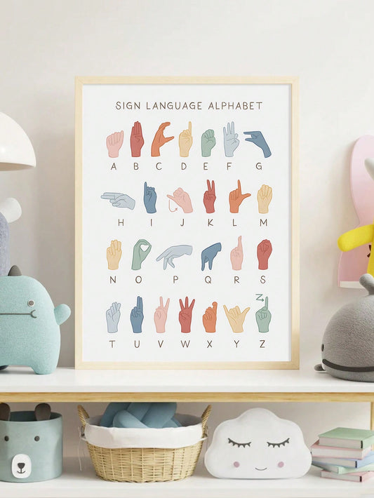 This poster features the American Sign Language alphabet in bold and bright colors, making it perfect for both home and classroom decor. Improve language skills and cultural awareness with this educational and eye-catching poster.
