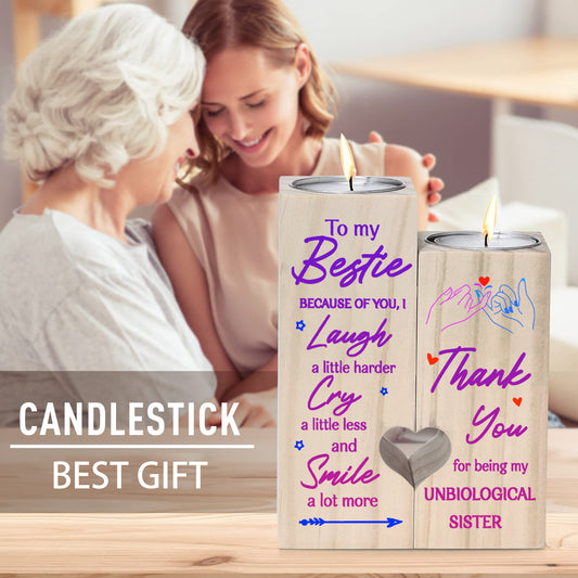This Bestie Candlestick Set is the perfect way to celebrate friendship and sisterhood. Crafted with precision and elegance, these candlesticks make for a thoughtful and meaningful gift. Each set comes with two candlesticks, symbolizing the strong bond and lasting connection between besties.