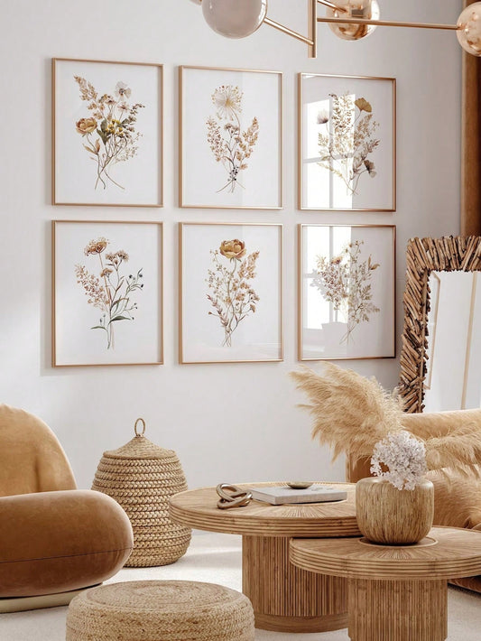 Enhance your home or office with our 6-piece wildflower botanical watercolor art painting set. This Nordic minimalist modern wall decor features beautiful and detailed floral paintings, adding a touch of elegance and nature to any space. A perfect addition to any art collection.