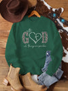 Stay Cozy in Style with Our Heart Slogan Graphic Thermal-Lined Sweatshirt