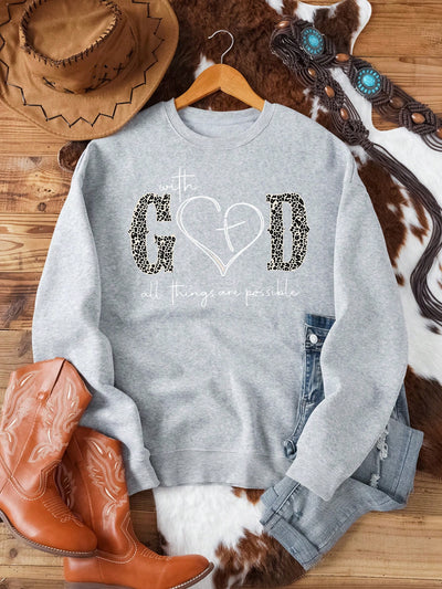 Stay Cozy in Style with Our Heart Slogan Graphic Thermal-Lined Sweatshirt