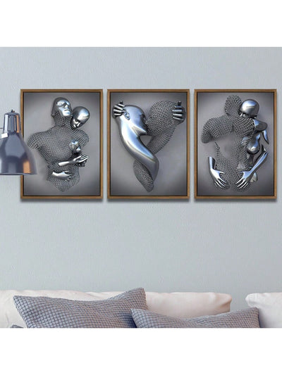 Romantic Love Heart Canvas Poster Set - Modern Abstract Wall Art for Home Decor