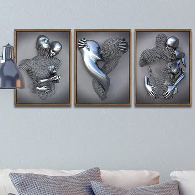 Romantic Love Heart Canvas Poster Set - Modern Abstract Wall Art for Home Decor