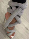 Glamorous Gray Square-Toed High Heel Sandals: A Fashionista's Roman Inspired Delight