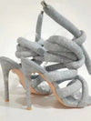 Glamorous Gray Square-Toed High Heel Sandals: A Fashionista's Roman Inspired Delight